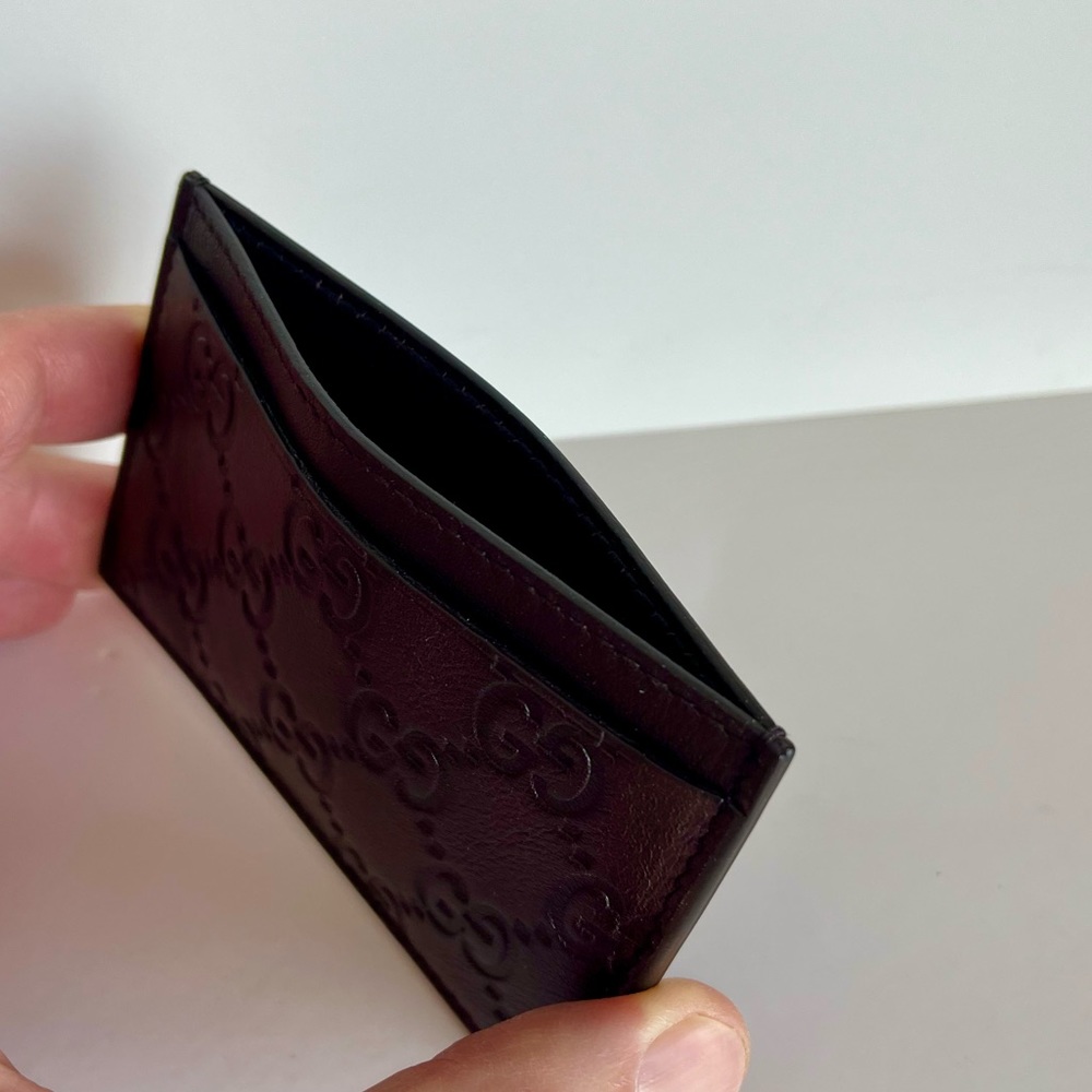 Brand New GUCCI Signature Leather Card Case Wallet - Dark Brown - Picture 4 of 5